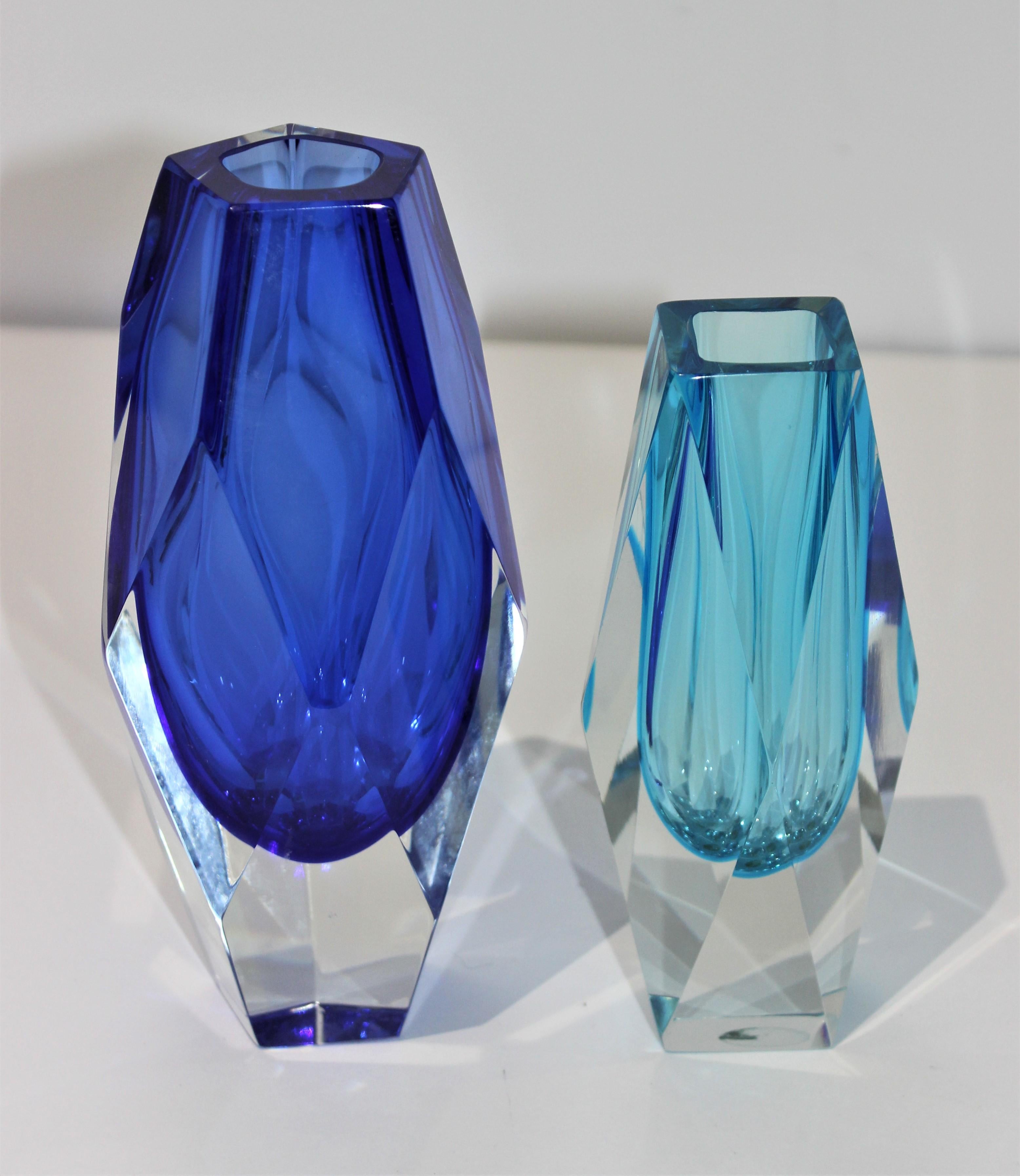 Mid-Century Modern Set of Two Murano Glass Vases