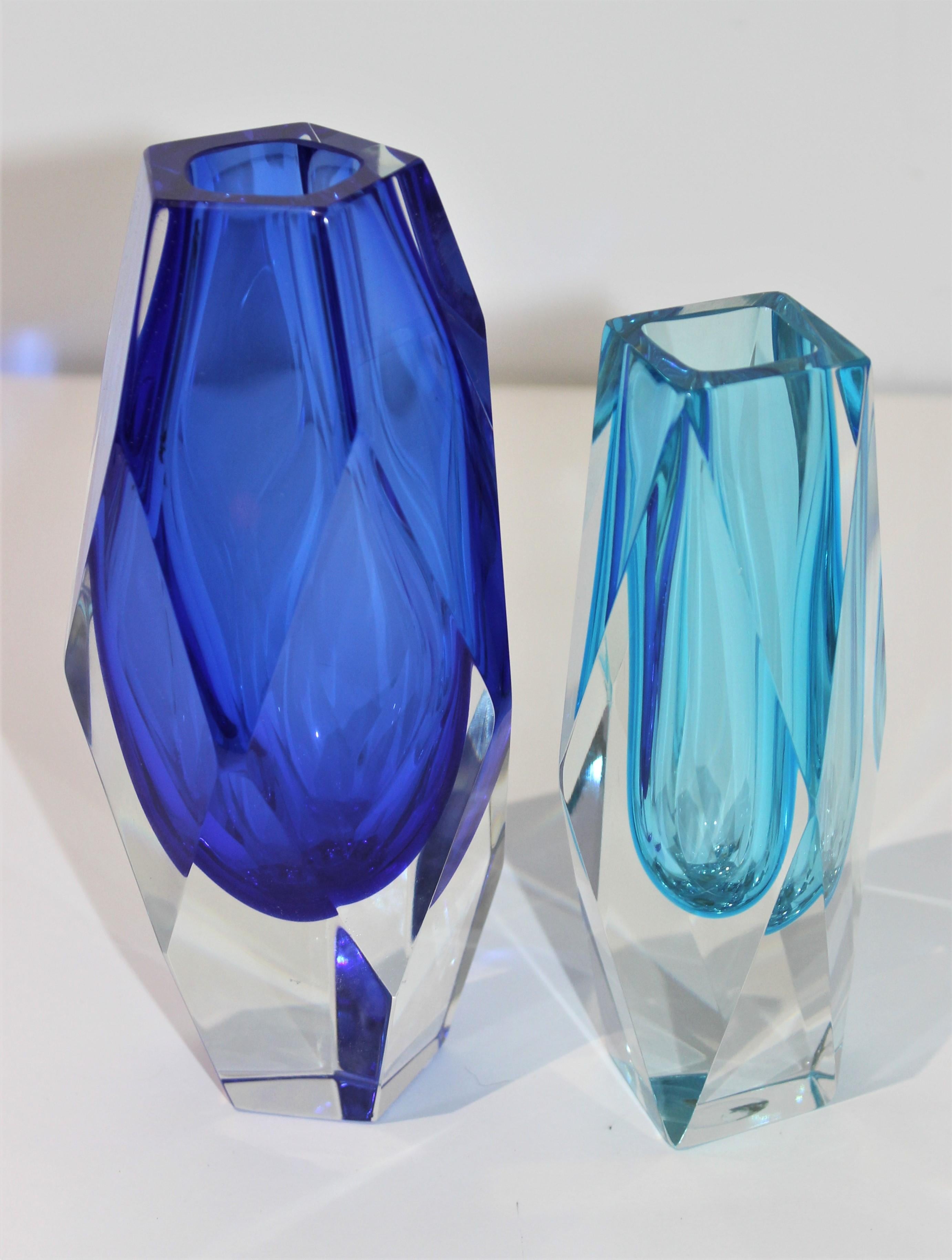 Hand-Crafted Set of Two Murano Glass Vases