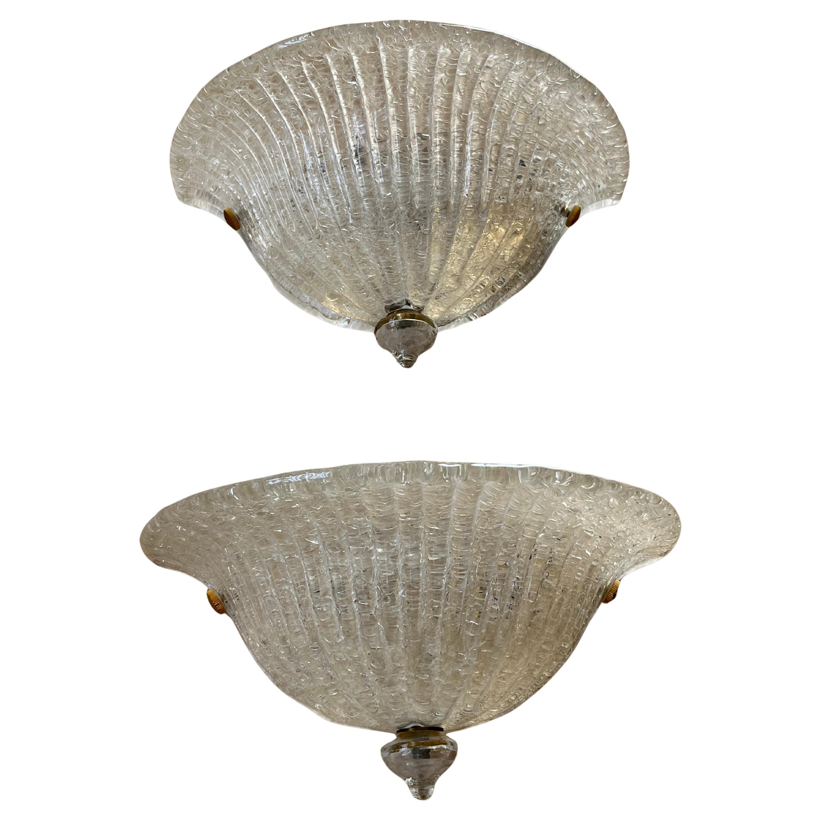 Set di due lampade da parete in vetro di Murano attribuite a Barovier&Toso, anni '70 in vendita