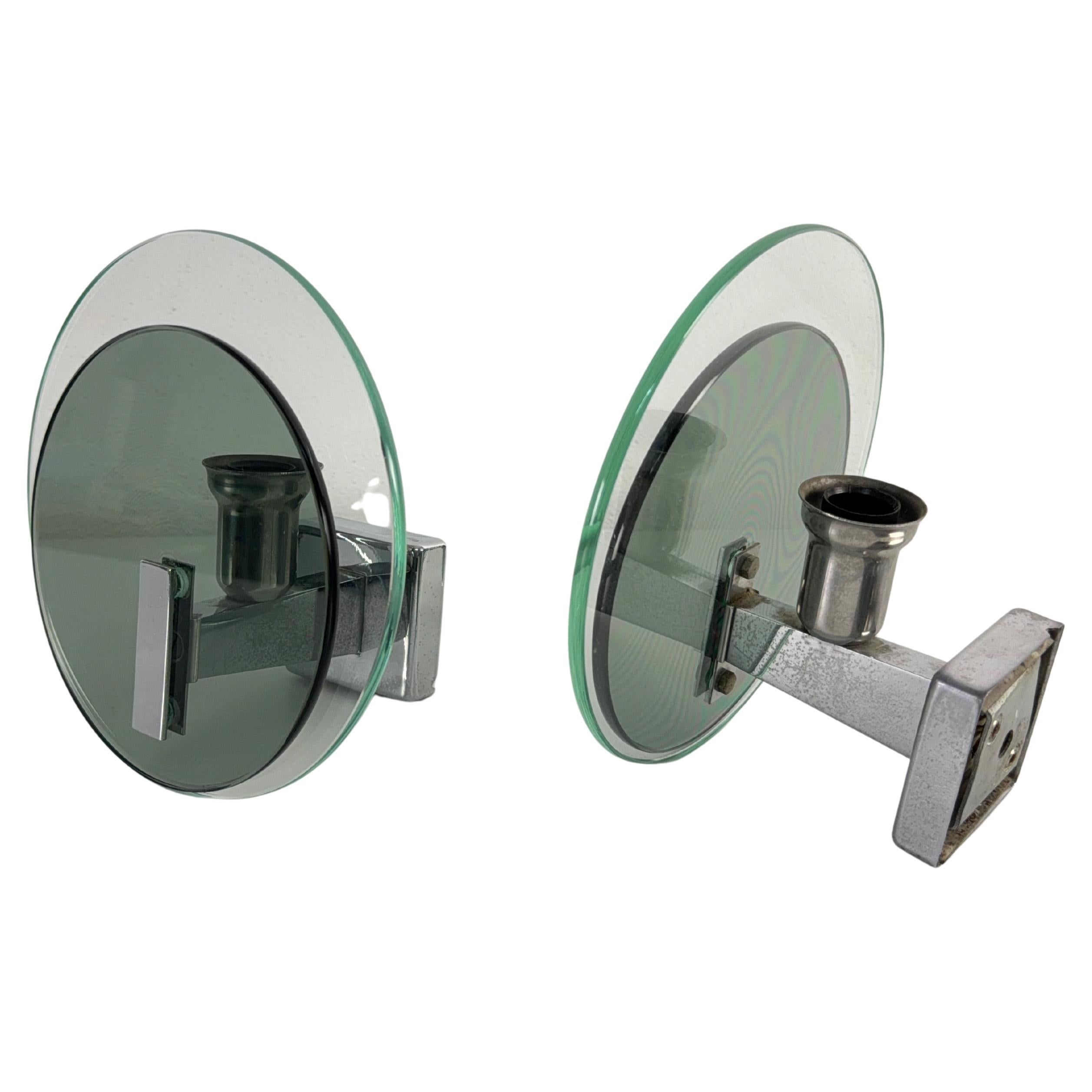 Set of two Murano Glass Wall Lamps attributed to Flavio Poli for Seguso, 1960s en vente