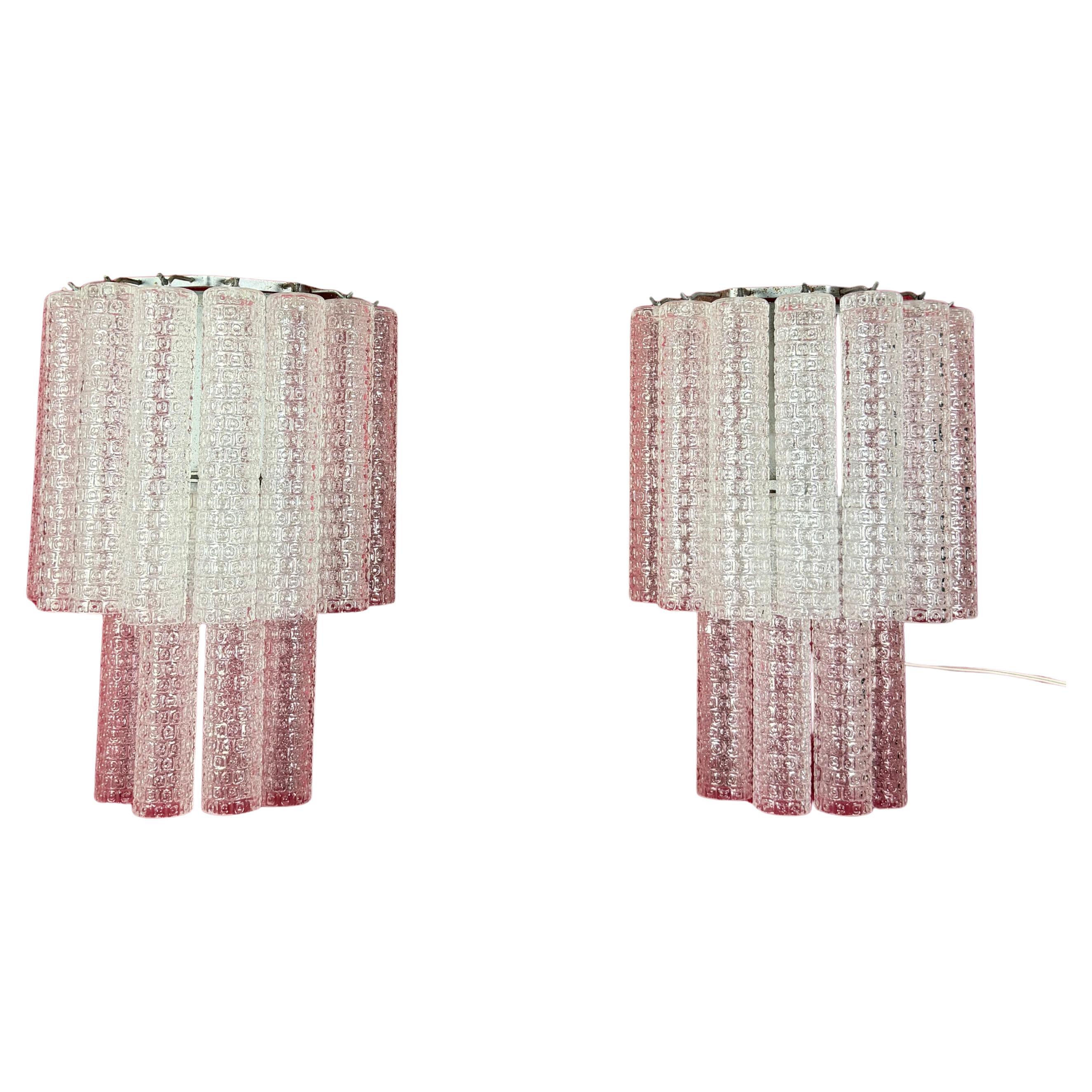 Set of two Murano glass Wall Lamps attributed to Venini, 1960s For Sale