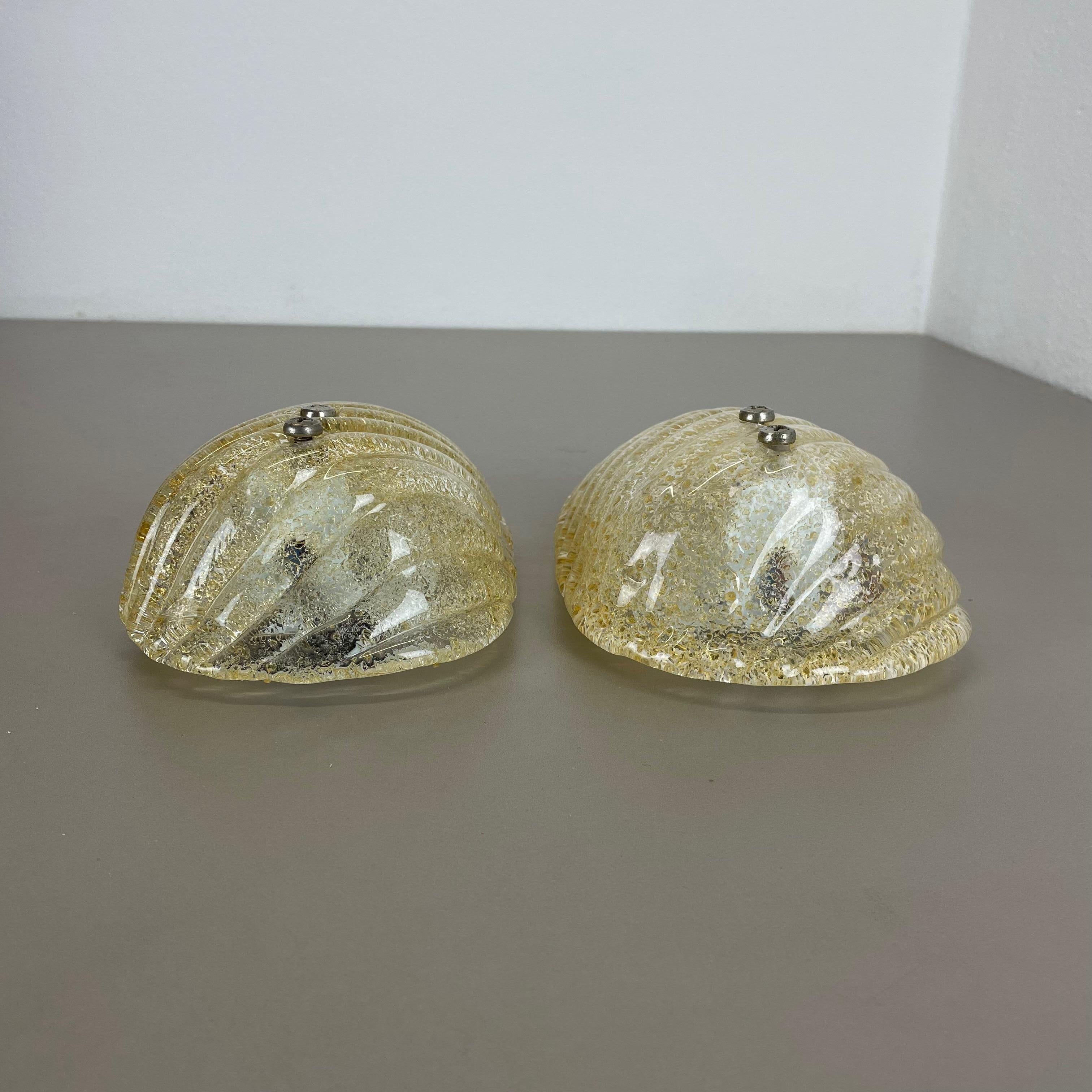 Set of Two murano gold flake Ice Glass Wall Light Sconces Germany, 1980s For Sale 8