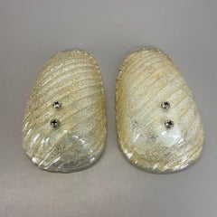 Set of Two murano gold flake Ice Glass Wall Light Sconces Germany, 1980s