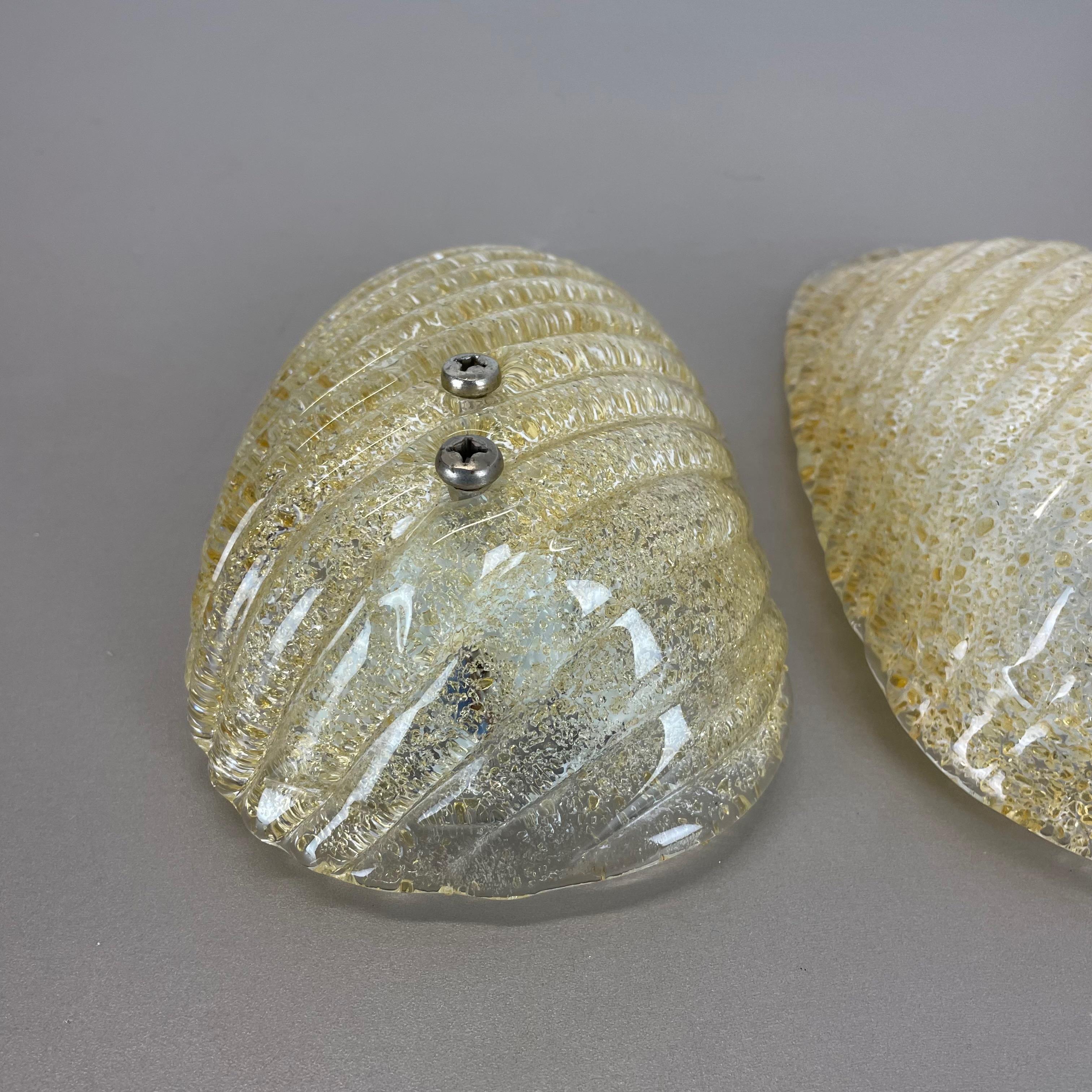 Set aus zwei Wandleuchten aus Murano-Eisglas in Goldflaschenform, Deutschland, 1980er Jahre im Zustand „Gut“ im Angebot in Kirchlengern, DE