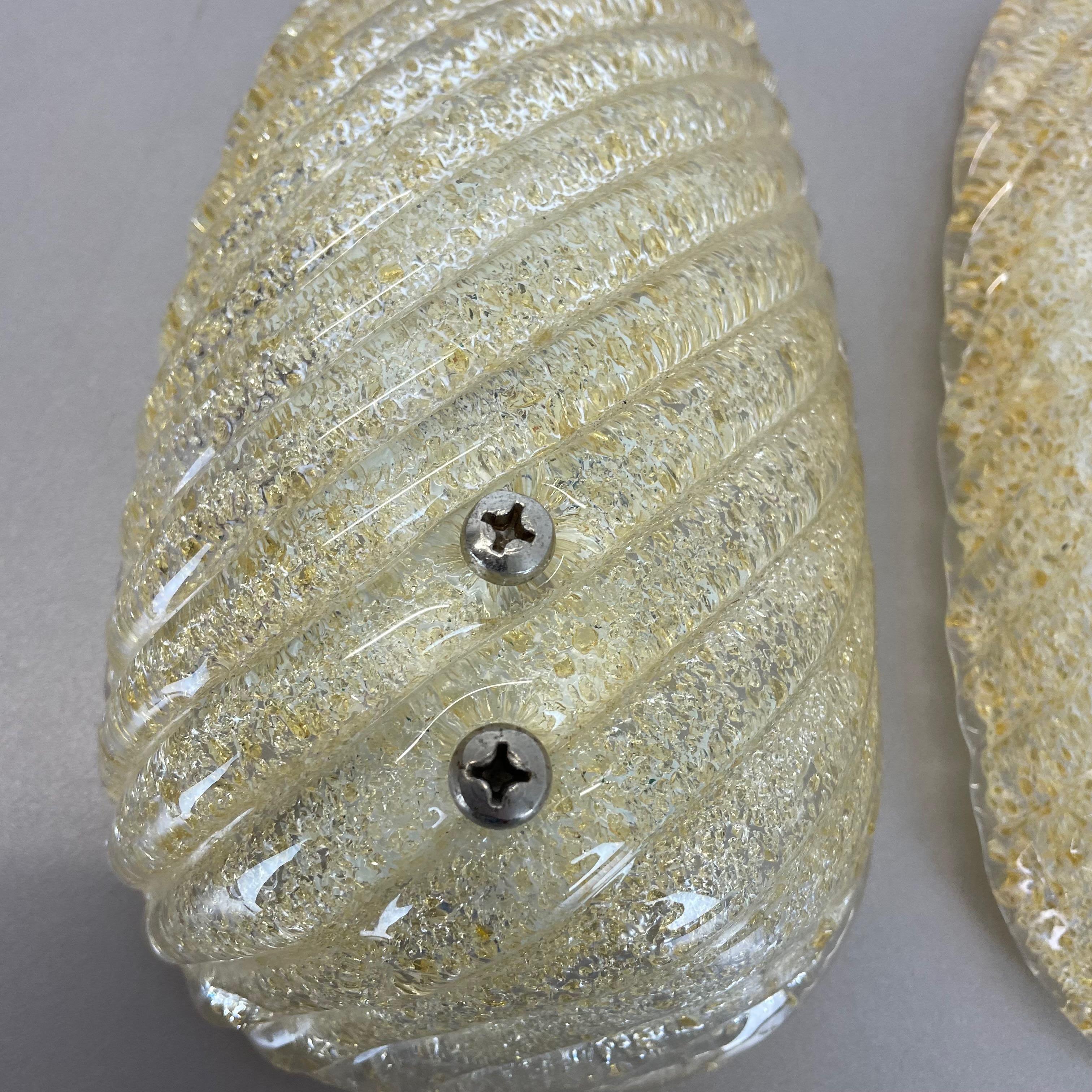 Set of Two murano gold flake Ice Glass Wall Light Sconces Germany, 1980s For Sale 3