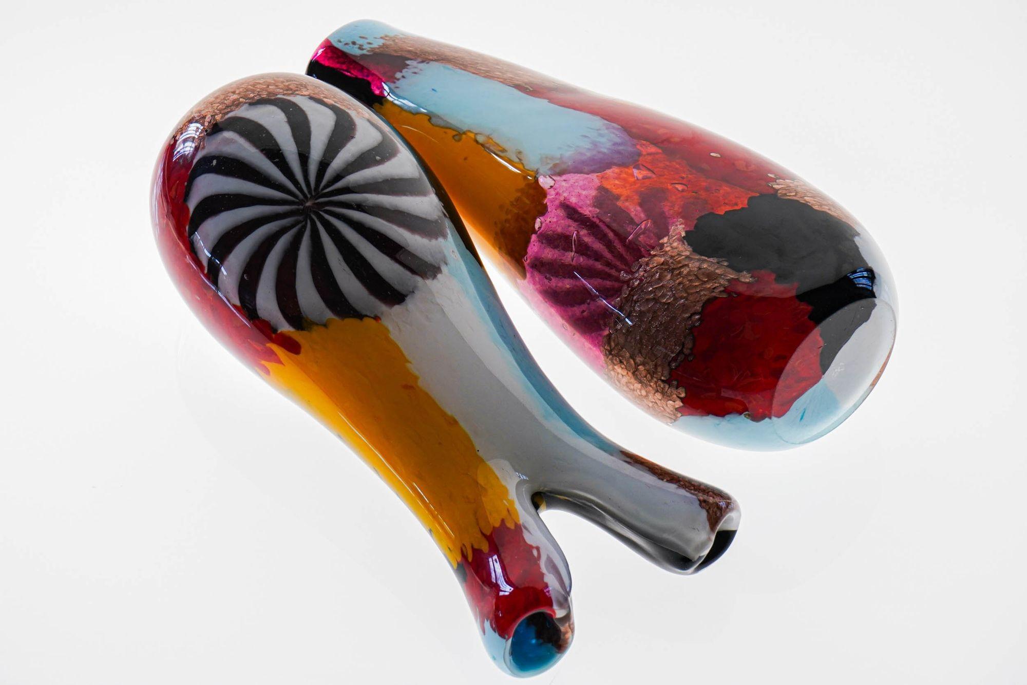 Set of two Murano Vases in the Style of Dino Martens, Avem attribution. 3