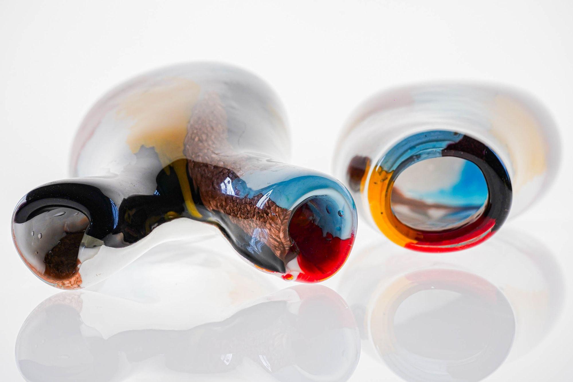 Set of two Murano Vases in the Style of Dino Martens, Avem attribution. 7