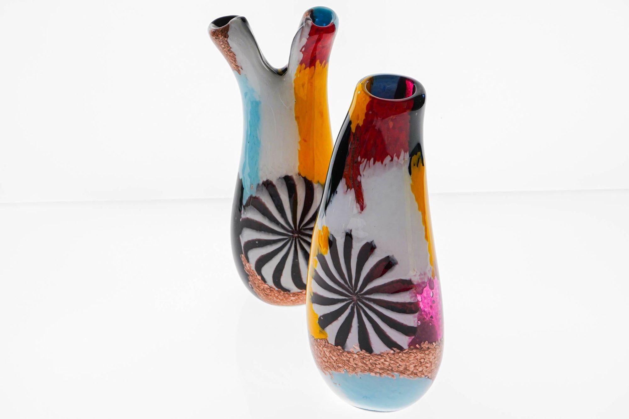 Set of two Murano Vases in the Style of Dino Martens, Avem attribution. 10
