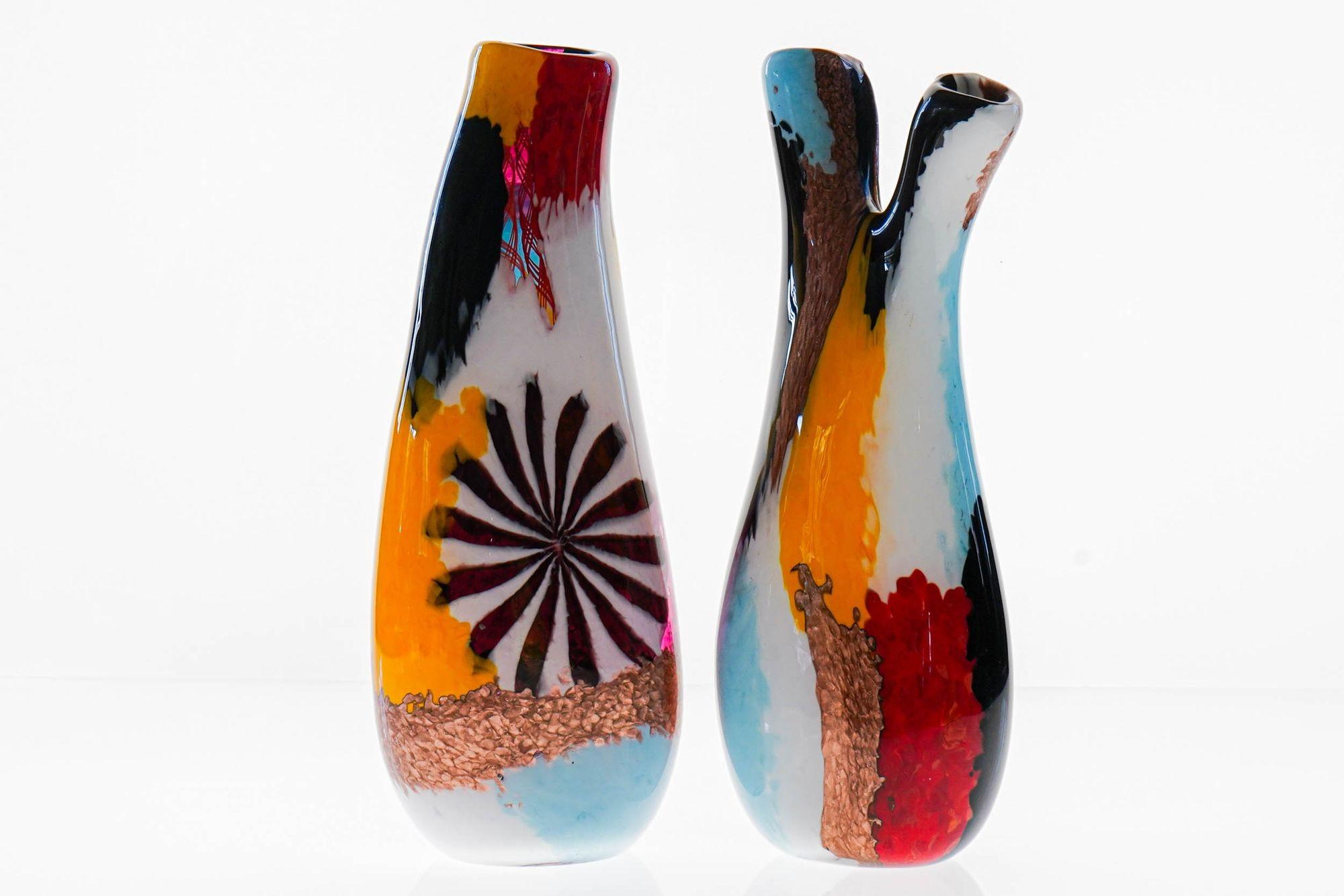 Mid-Century Modern Set of two Murano Vases in the Style of Dino Martens, Avem attribution.