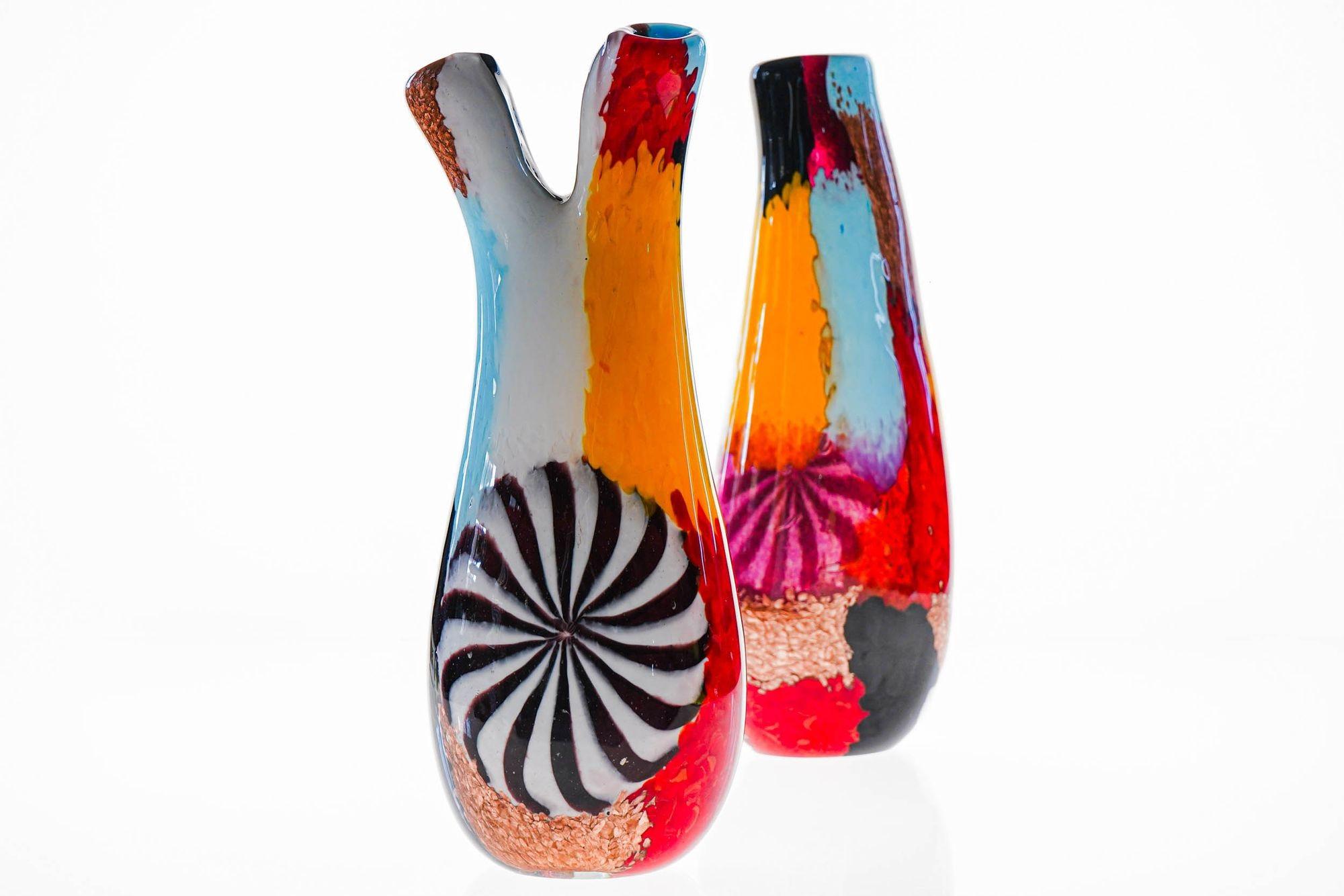 20th Century Set of two Murano Vases in the Style of Dino Martens, Avem attribution.