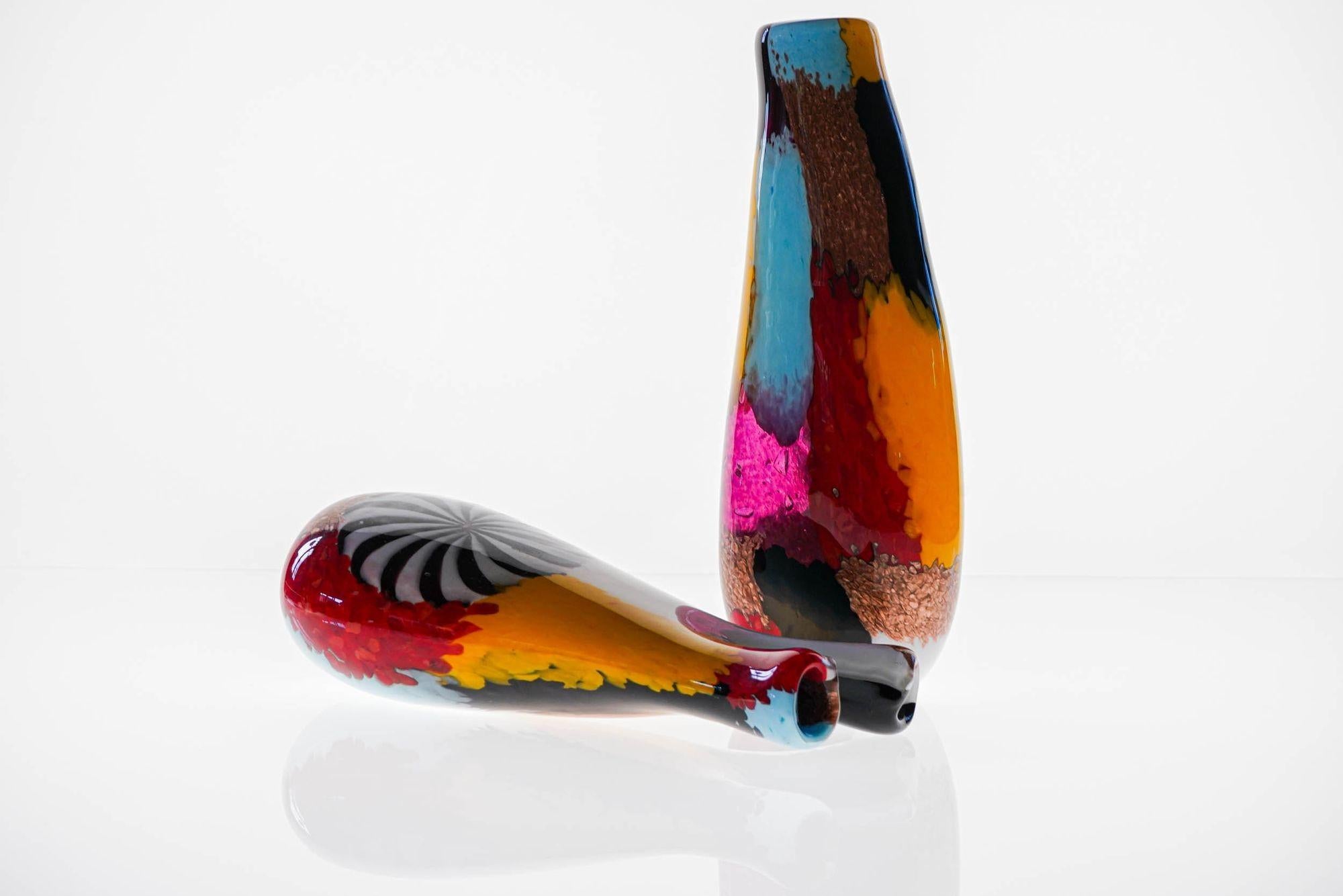 Set of two Murano Vases in the Style of Dino Martens, Avem attribution. 2