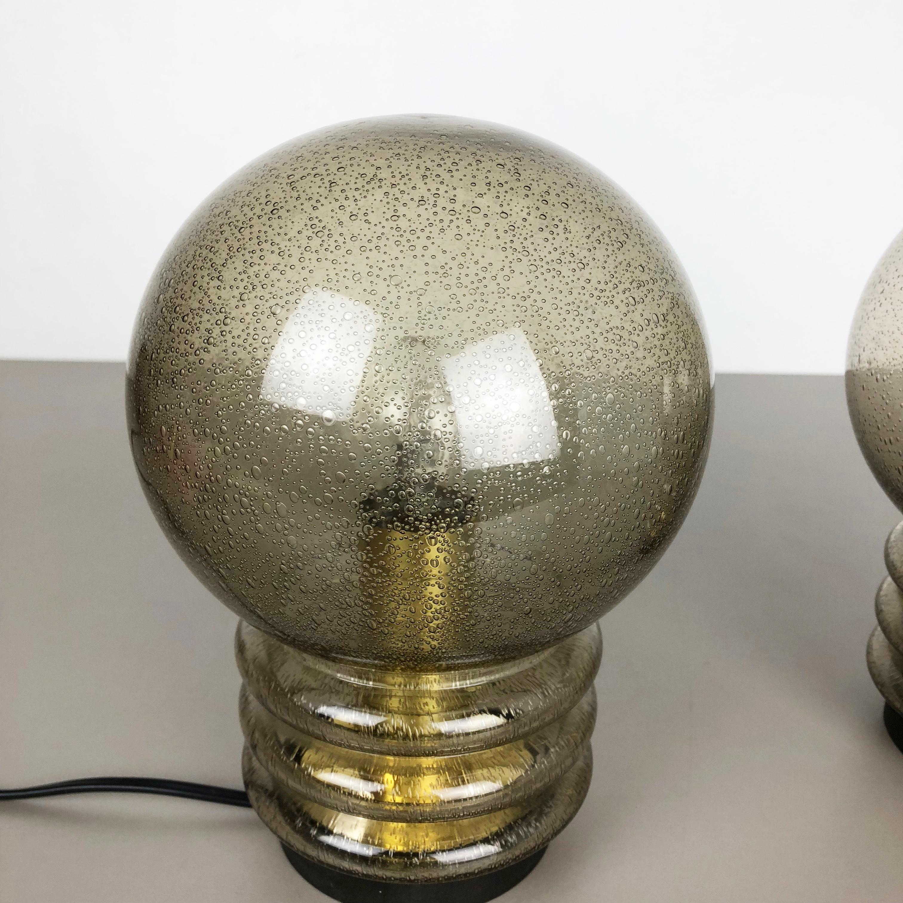 Set of Two Mushroom Table Lights Glass by Glashütte Limburg, Germany, 1970s In Good Condition In Kirchlengern, DE