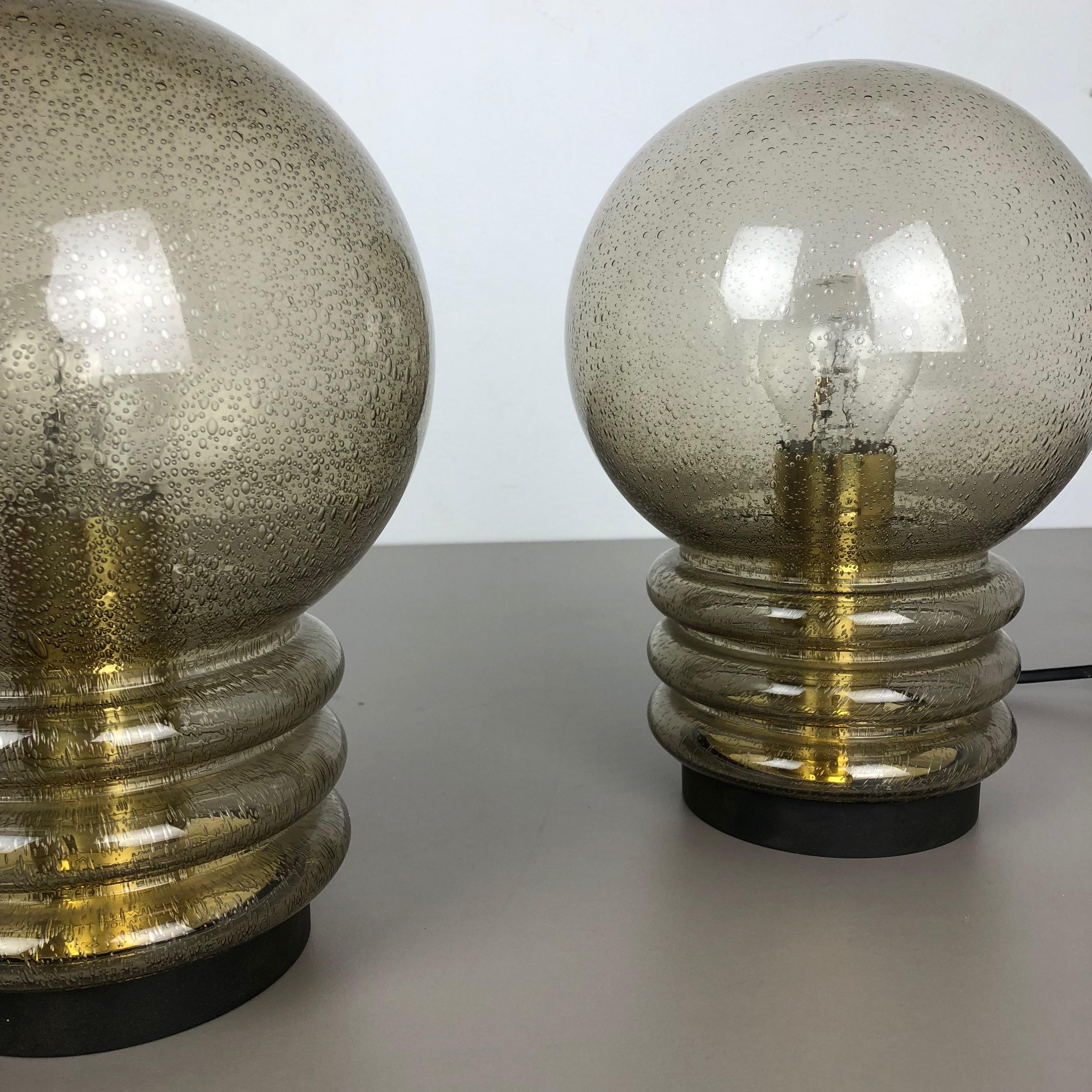 Set of Two Mushroom Table Lights Glass by Glashütte Limburg, Germany, 1970s 1