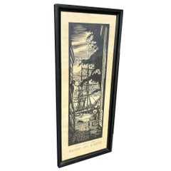 Set of two Mystic Seaport Whaling Woodblock Prints by James Arnold