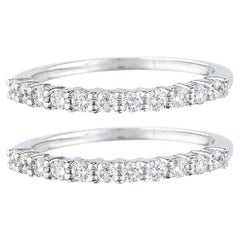 Custom Order - Set of Two Diamonds Half Eternity Band Rings 14K Gold Size 8.25