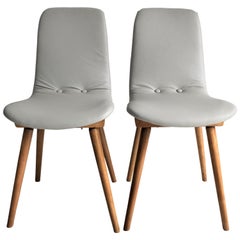Set of Two Natural Leather Beige Chairs from 1970s 