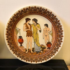 Set of Two Neoclassical Ceramic Greek Mural Plates