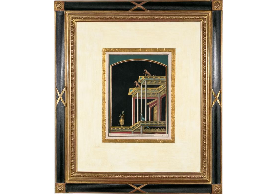 Engraved Set Of Two Neoclassical Style Framed Hand-colored 18th C. Engravings #3 For Sale