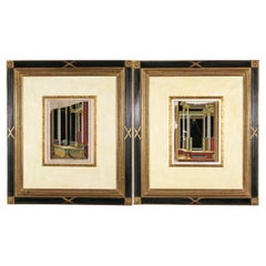 Zwei gerahmte, handkolorierte Kupferstiche im neoklassischen Stil aus dem 18.