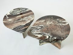 Set of Two Nesting Coffee Tables Sicilian Marble 1970s