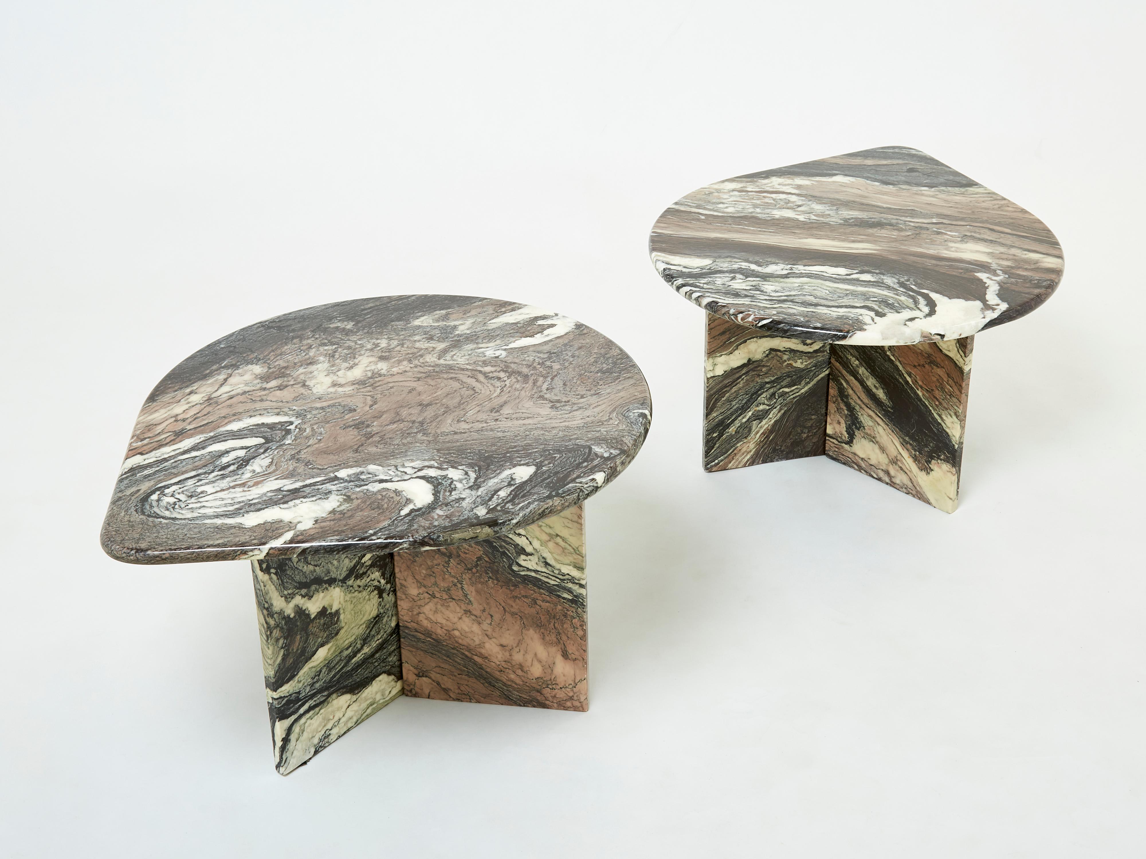 Set of Two Nesting Coffee Tables Sicilian Marble 1970s 2