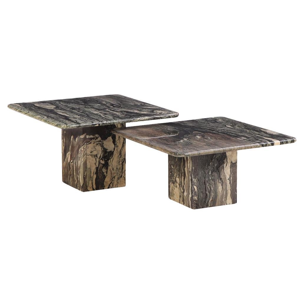 Set of Two Nesting Italian Marble Coffee or End Tables, C. 1950.
