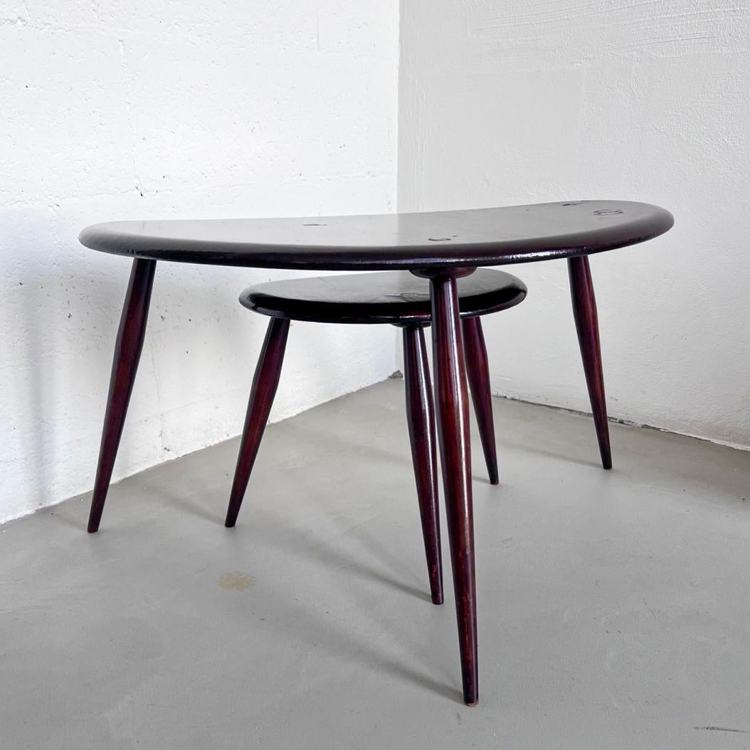 Set of Two Nesting Tables in Wood, Organic Shape, Living Room, Bedside Tables 5