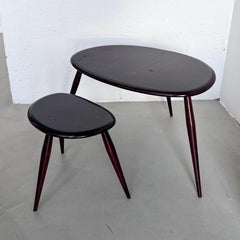 Set of Two Nesting Tables in Wood, Organic Shape, Living Room, Bedside Tables