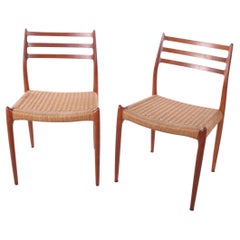 Set of Two Niels Moller Chairs Model 78 Made by J.L.Mollers, 60 Denmark