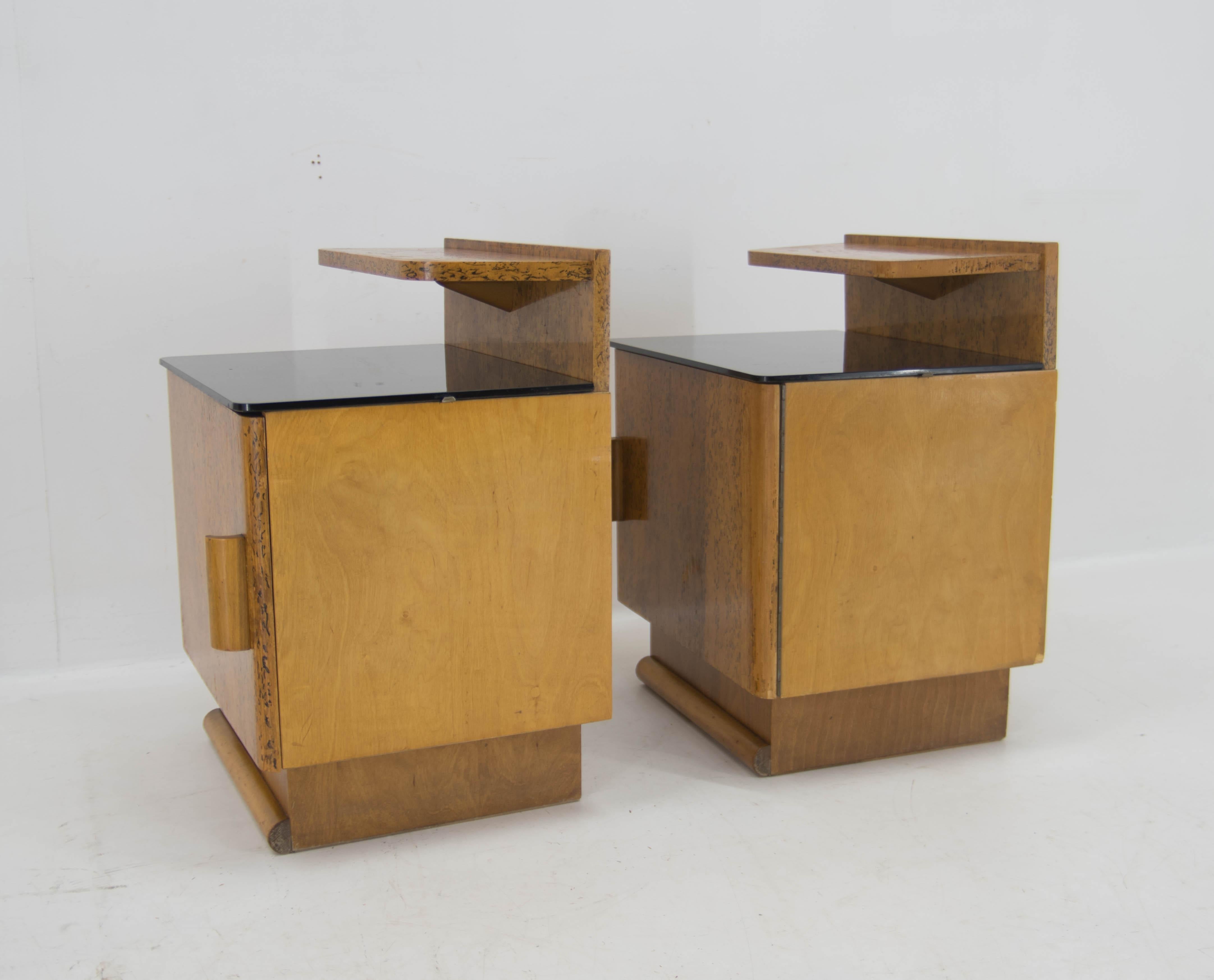 Art Deco Set of Two Night Stands by Halabala for UP Zavody, 1940s For Sale