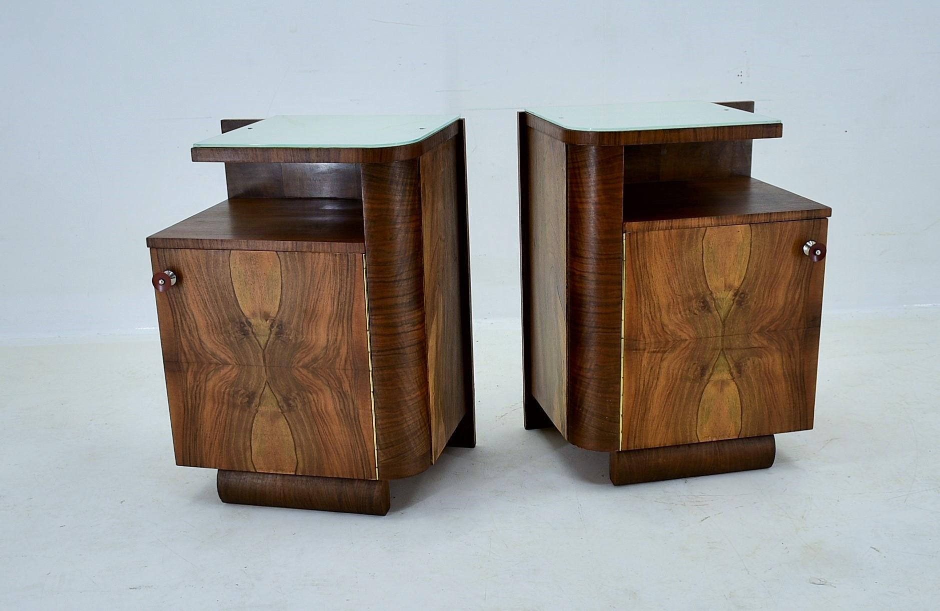 Art Deco Set of Two Night Stands by Jindřich Halabala for UP Zavody, 1938s For Sale