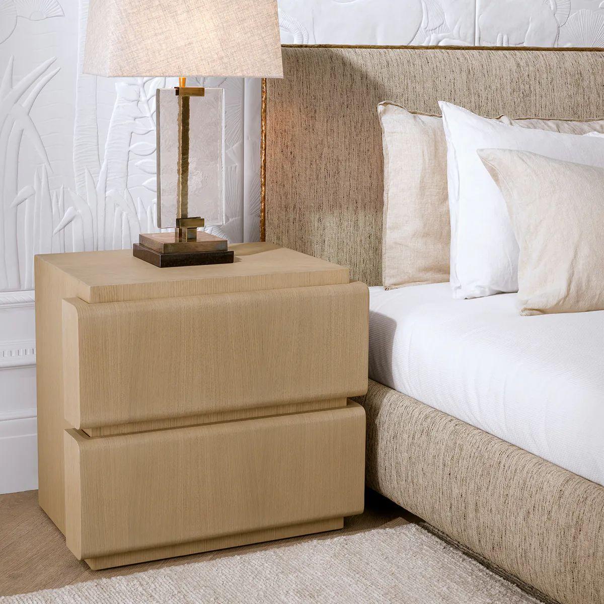 Modern Set of Two Nightstand – Natural Oak Veneer For Sale