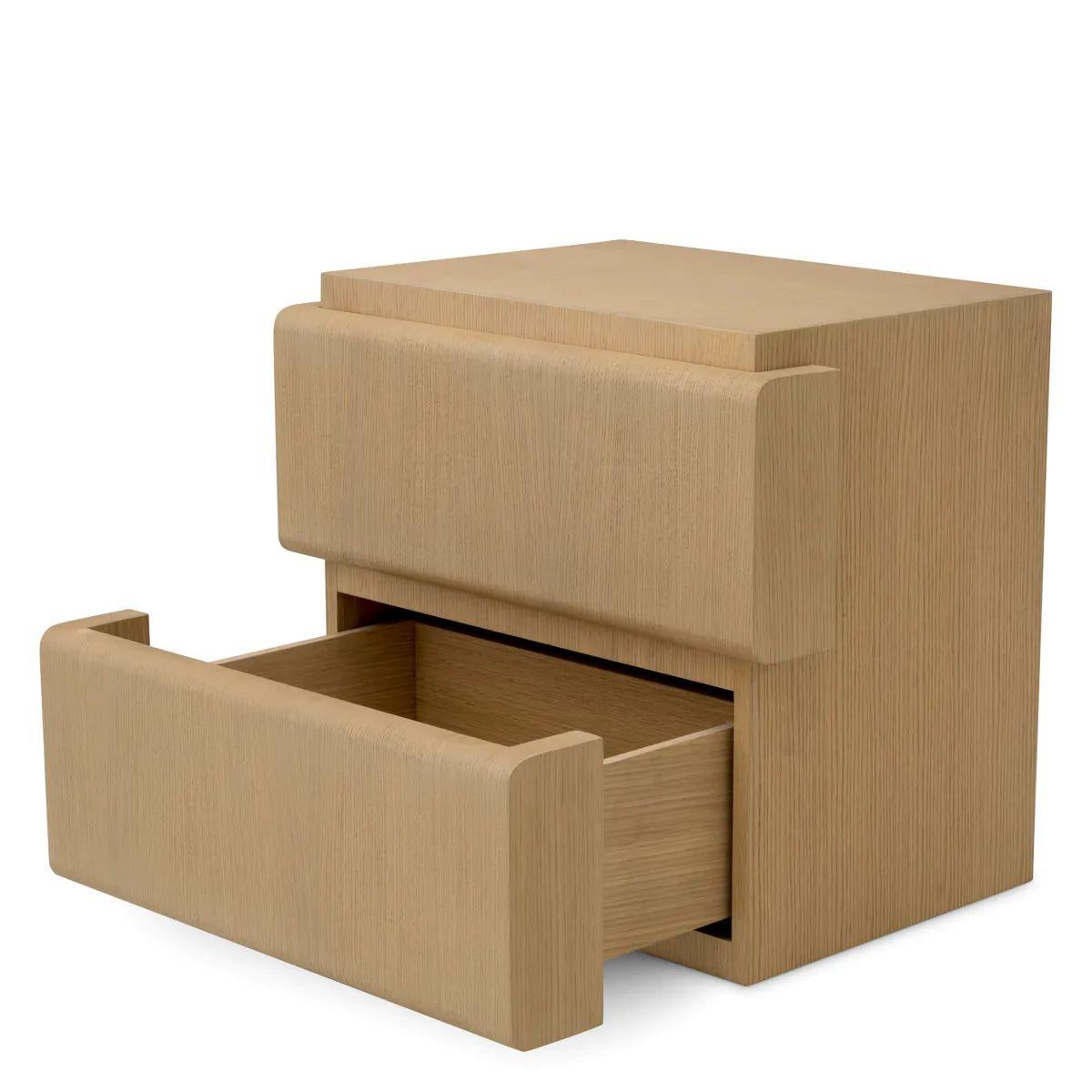 Contemporary Set of Two Nightstand – Natural Oak Veneer For Sale