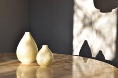 Ensemble de deux vases Marselis en faïence jaune Nils Thorsson Aluminia Royal Copenhagen