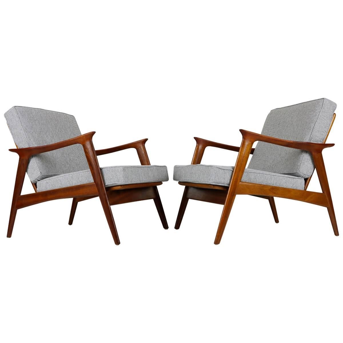 Set of Two Norwegian Midcentury Design Lounge Chairs by Fredrik Kayser, 1950