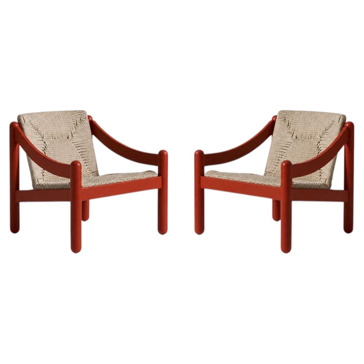 Set of Two Novetrenta Rope Outdoor Armchairs by Vico Magistretti for Cassina