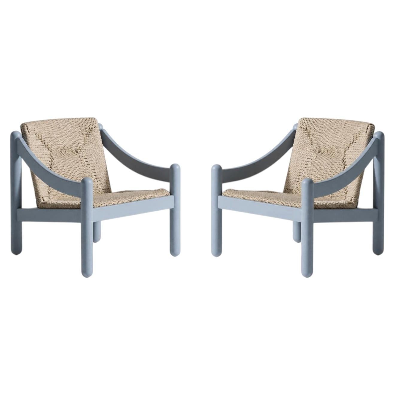 Set of Two Novetrenta Rope Outdoor Armchairs by Vico Magistretti for Cassina For Sale