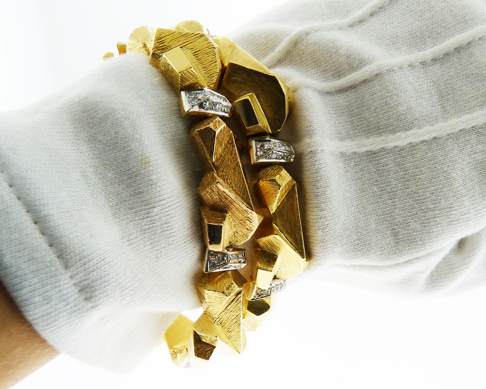 Contemporary David Webb Gold Nugget Bracelet Set