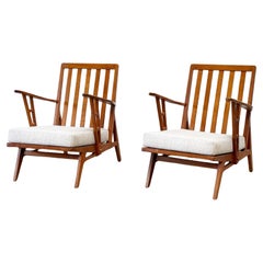 set of two oak 1950
s French lounge chairs Vintage set of two oak 1950
s French lounge chairs