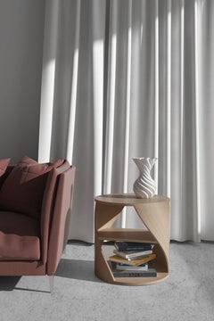 Set of Two MYDNA Side Table, Nightstand in Oak Wood Finish by Joel Escalona