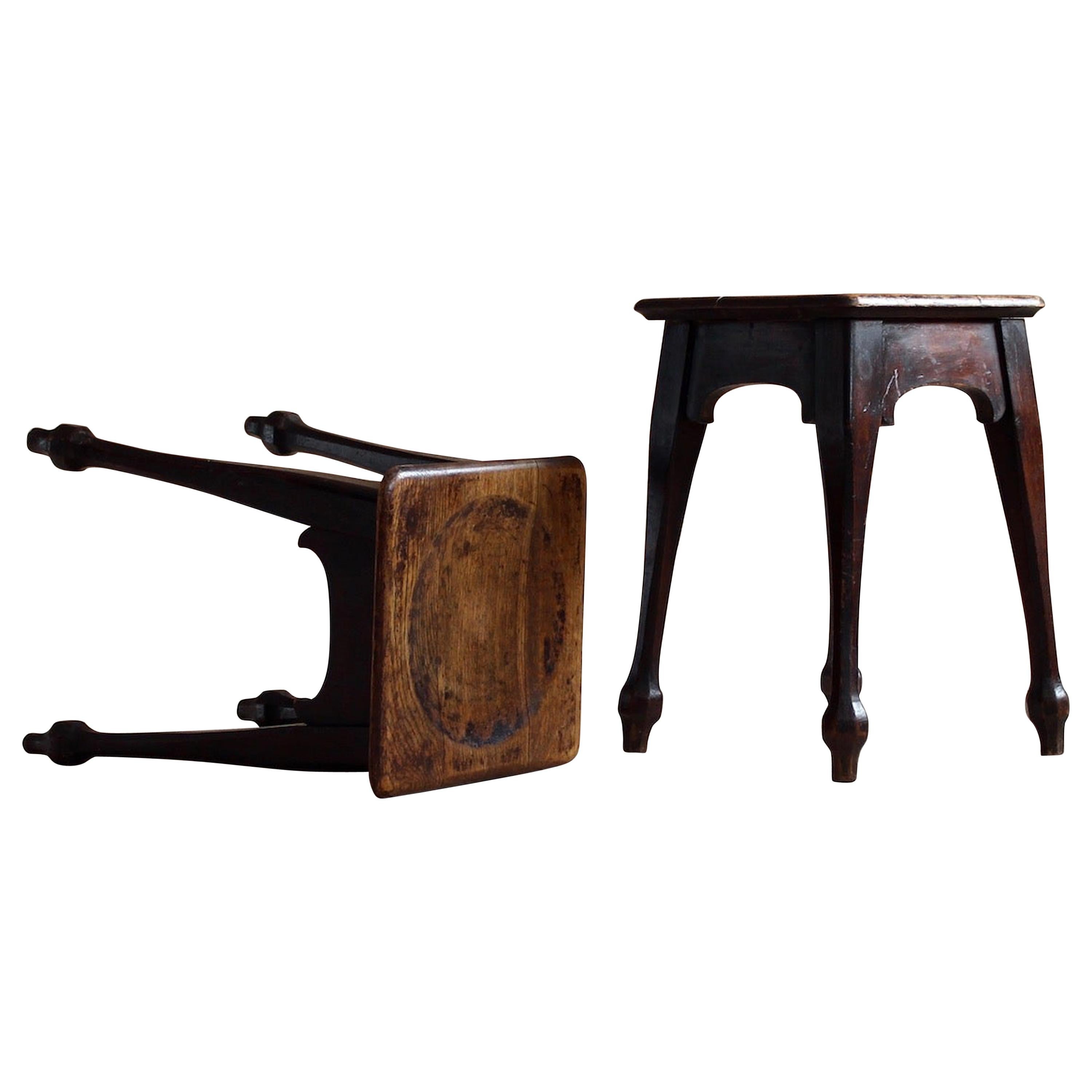 Set of Two Oak Stools, Early 20th Century