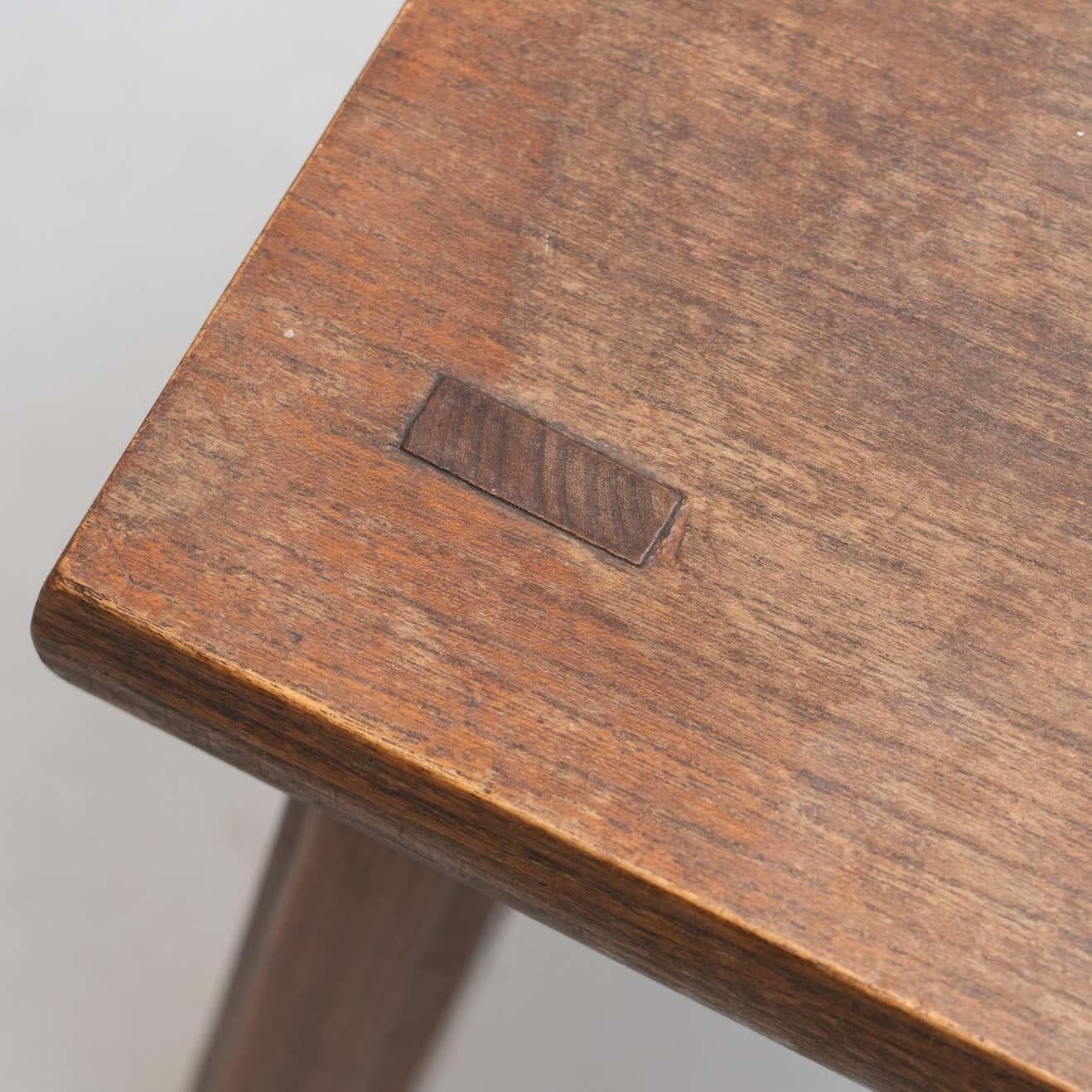 Set of Two Oak Stools in Style of Pierre Chapo, circa 1960 For Sale 5
