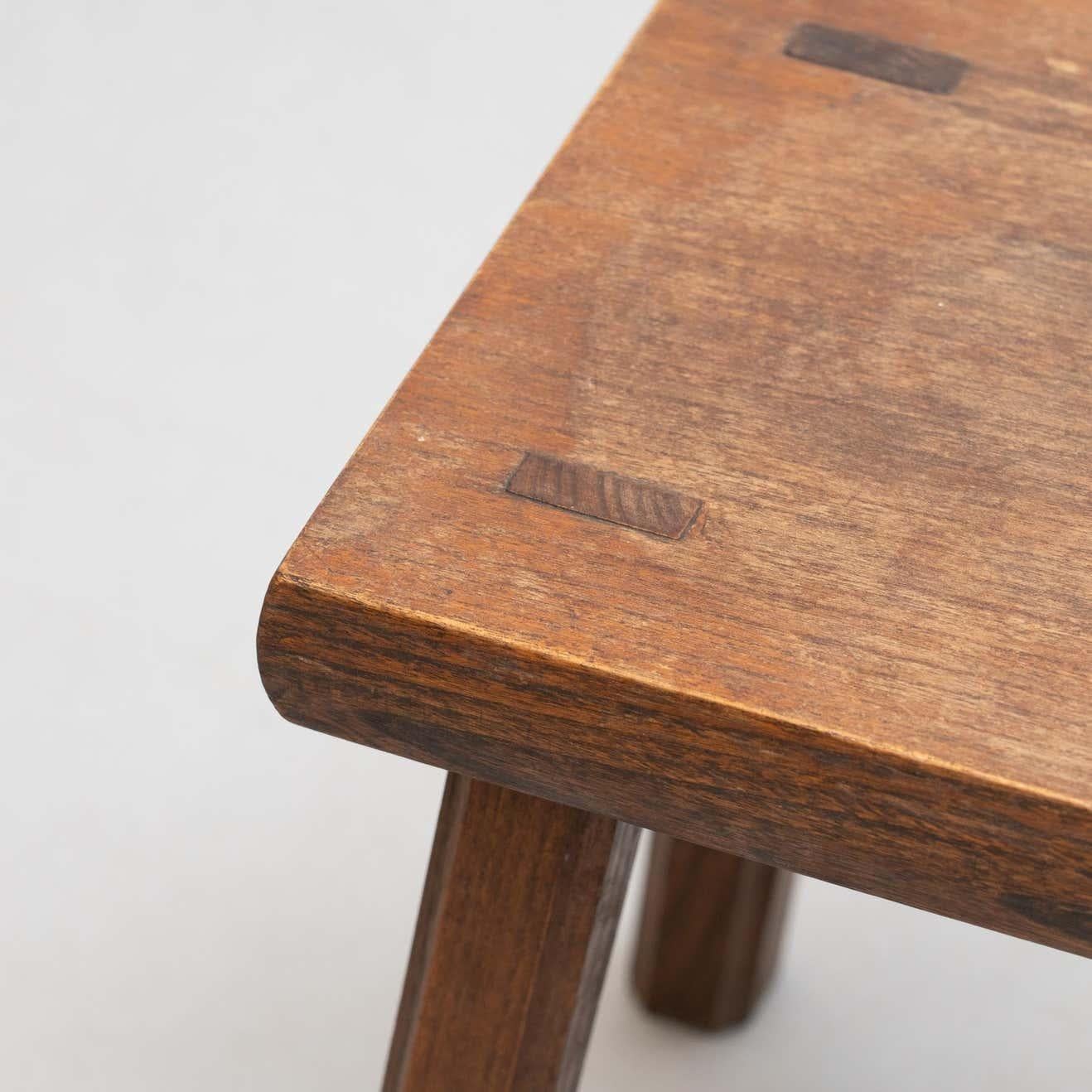 French Set of Two Oak Stools in Style of Pierre Chapo, circa 1960 For Sale