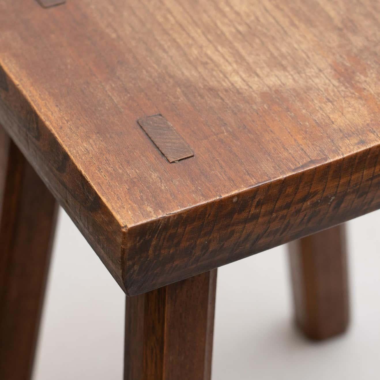 Mid-20th Century Set of Two Oak Stools in Style of Pierre Chapo, circa 1960 For Sale