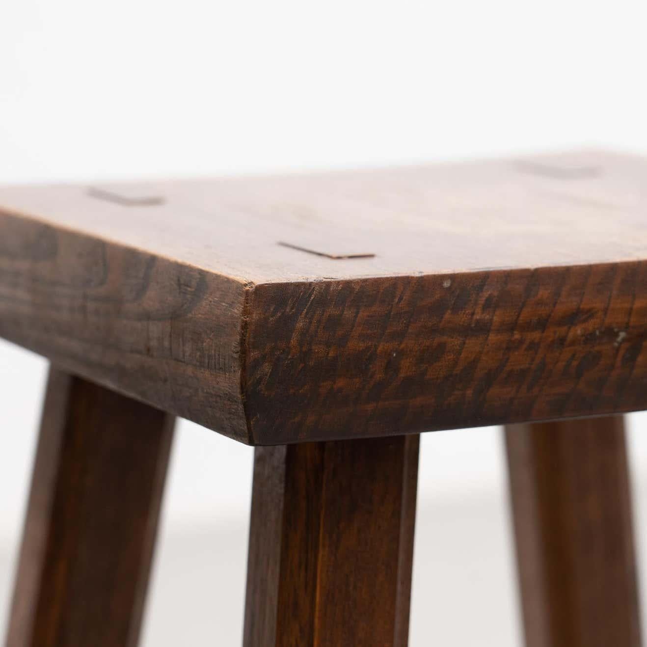 Wood Set of Two Oak Stools in Style of Pierre Chapo, circa 1960 For Sale