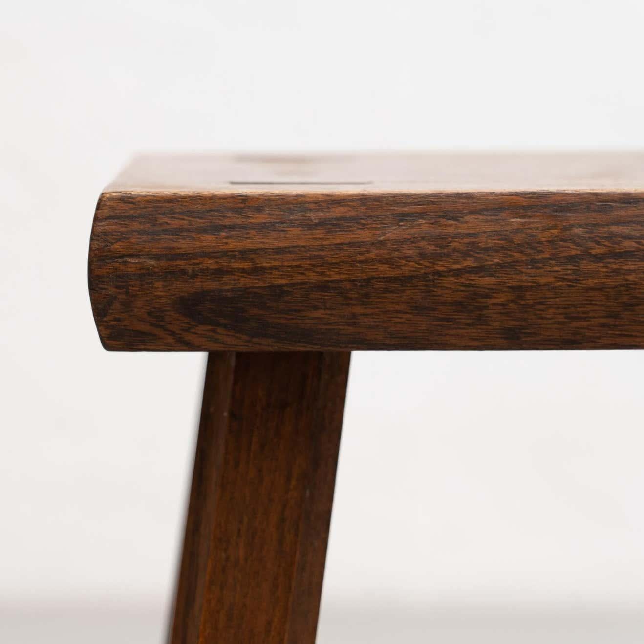 Set of Two Oak Stools in Style of Pierre Chapo, circa 1960 For Sale 1