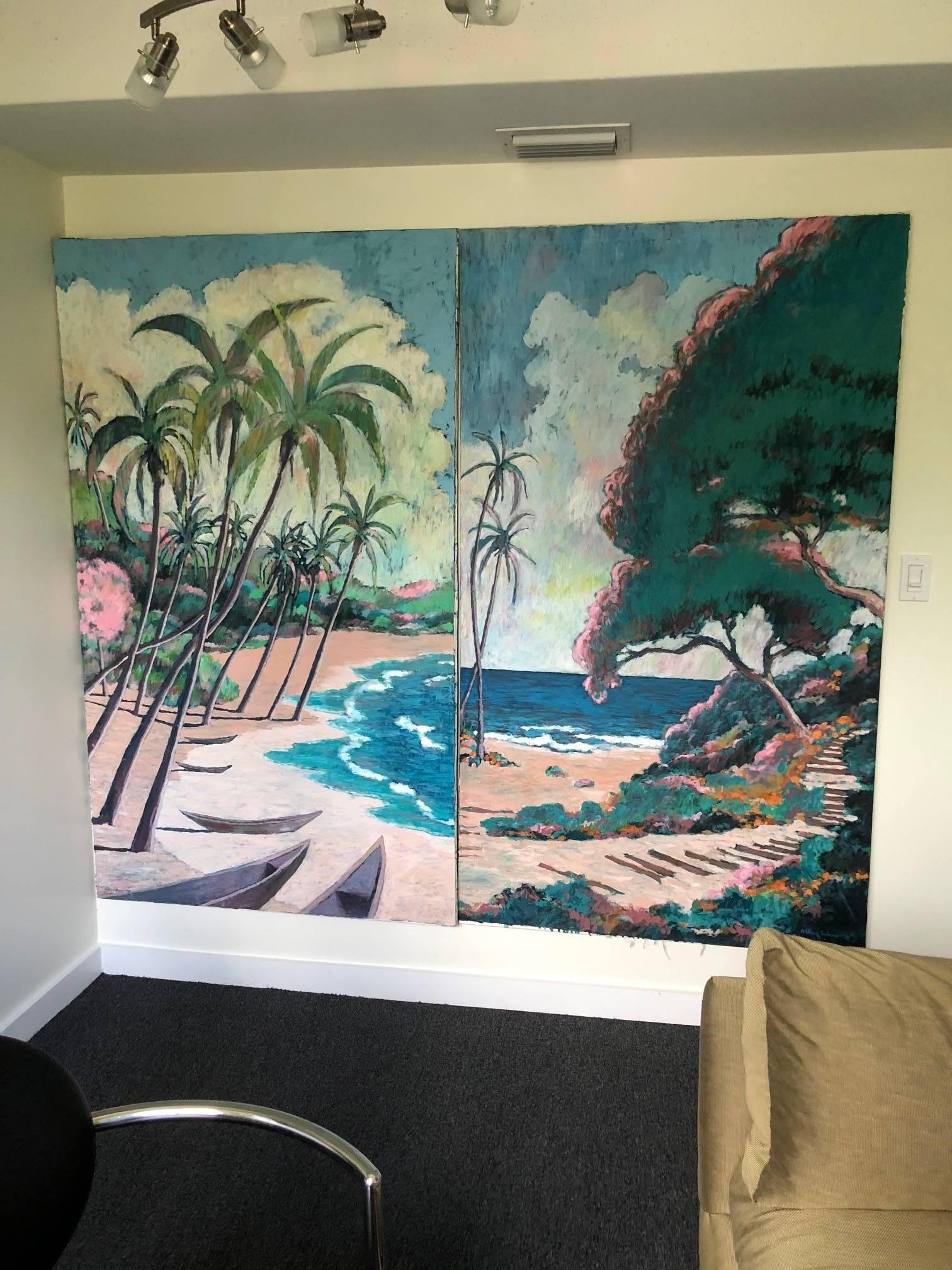 Set of Two Oil on Canvas, Hawaiian Islands by American Artist Nathan Solano For Sale 2