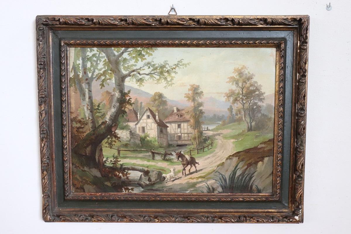 Italiano Set di due dipinti a olio su tela Townes