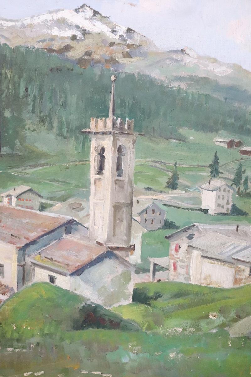 Set di due dipinti a olio su tavola Paesaggi di montagna, firmati In condizioni buone a Casale Monferrato, IT