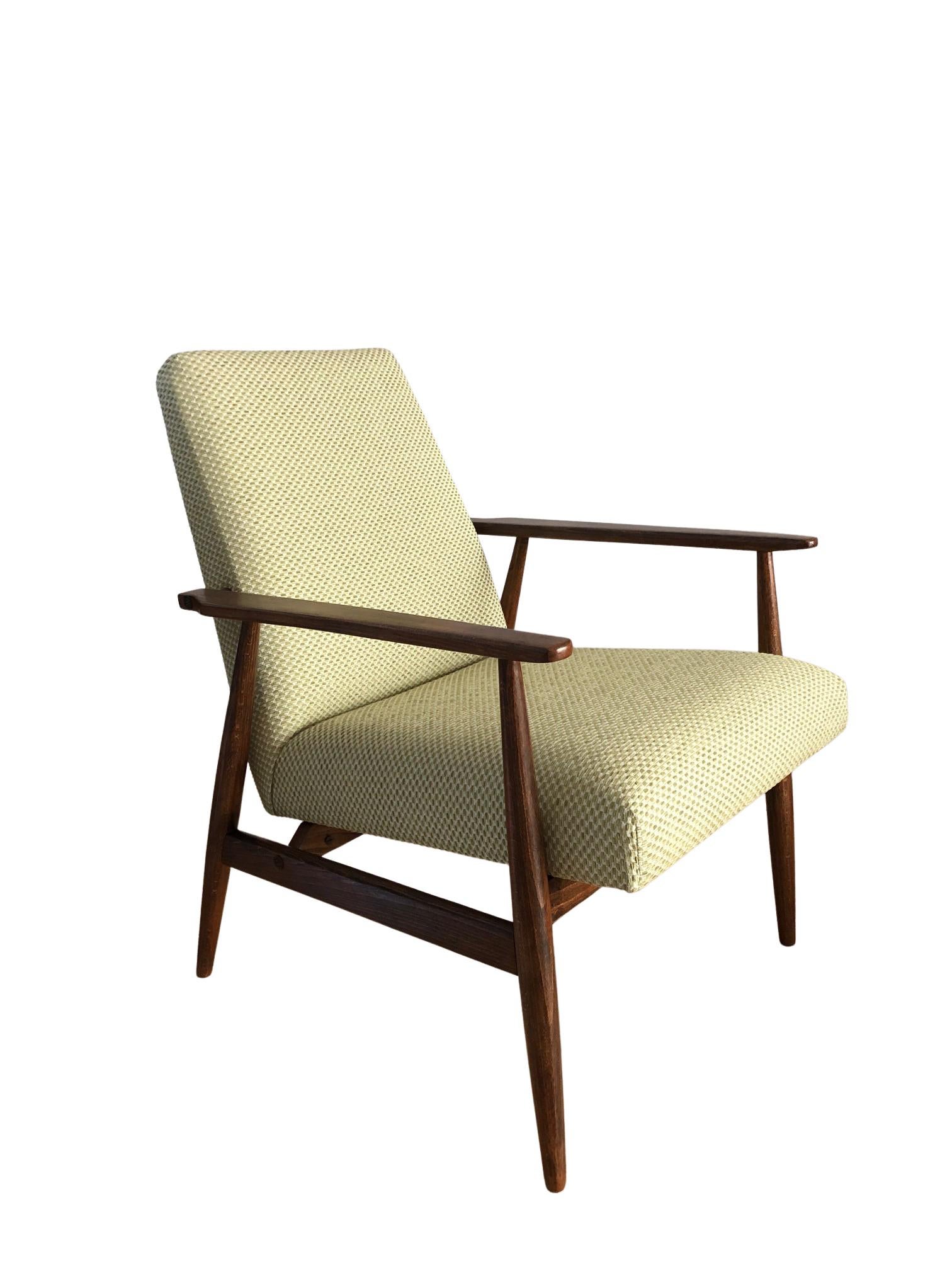 Cotton Set of Two Olive Armchairs by Henryk Lis, Europe, 1960s For Sale